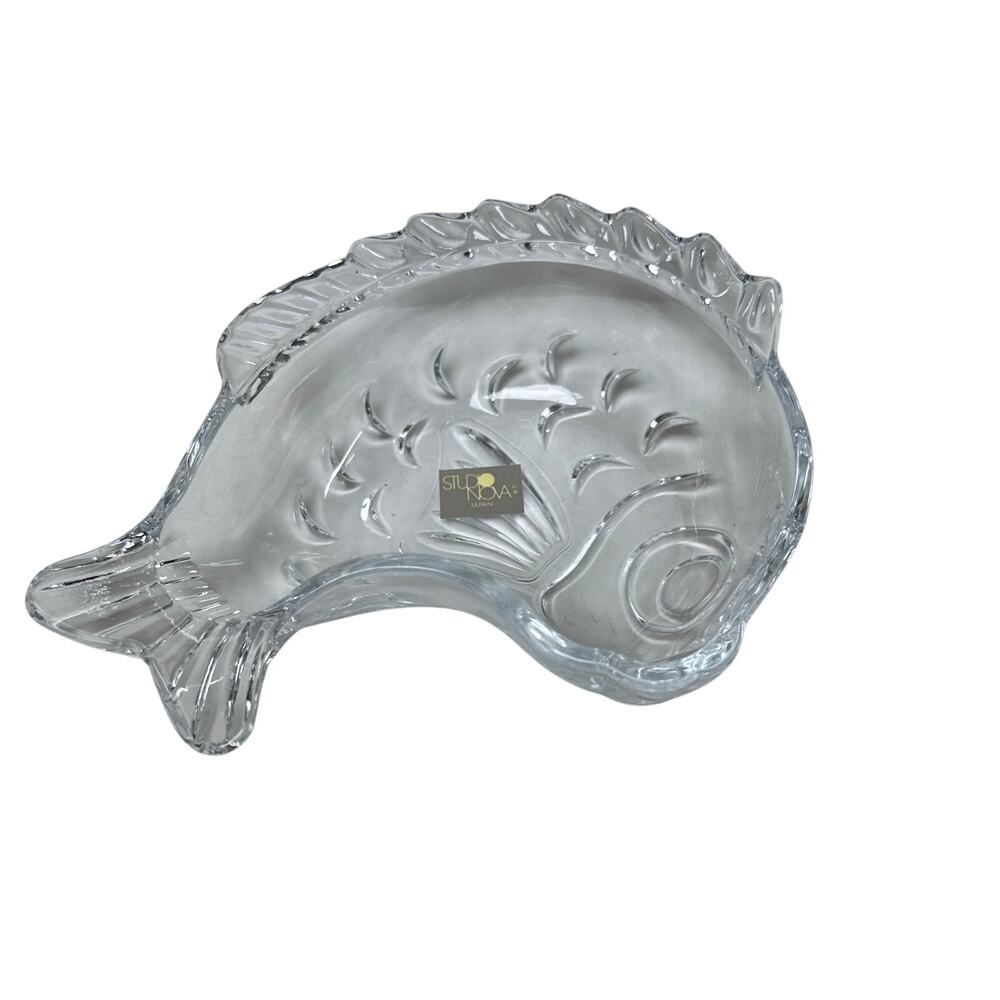 NIB studio nova glass oceans gift leaping fish candy/nut bowl